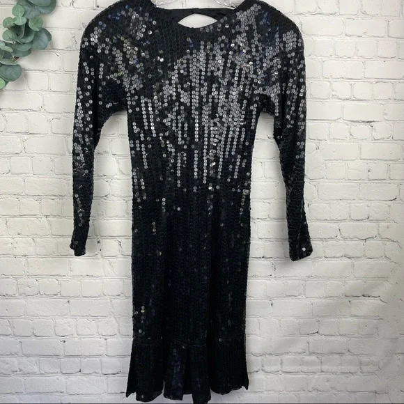 maison magique | Dresses | Maison Magique Long Sleeve Black Sequin Vintage  Dress Size Small | Poshmark